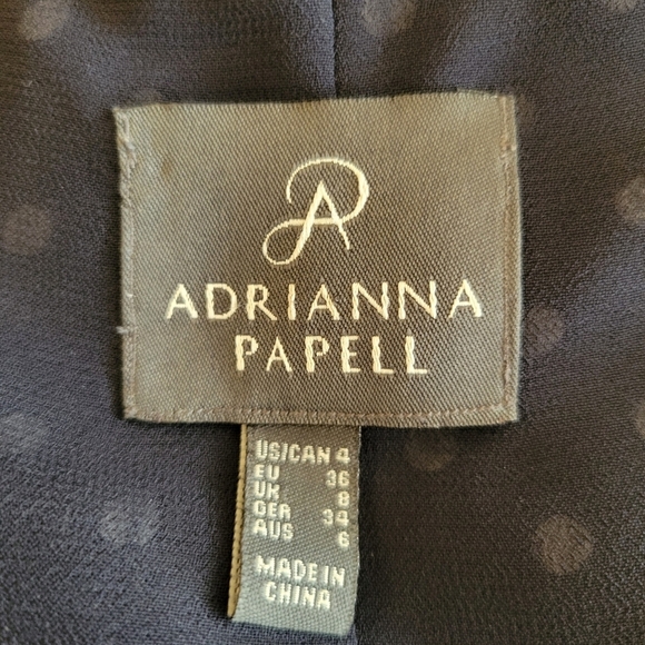Adrianna Papell Black Polka Dot Chiffon Dress Size 4 - Picture 6 of 6